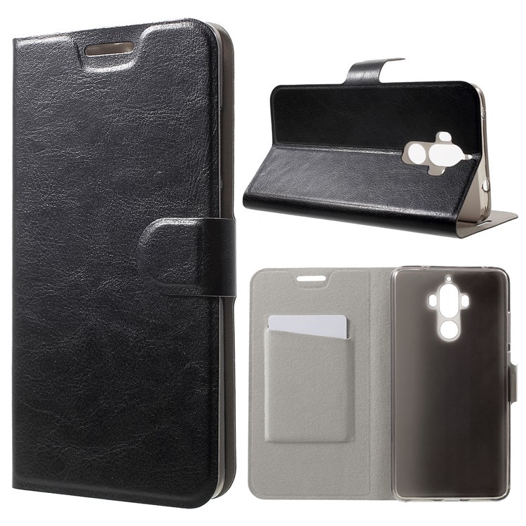 Crazy Horse Texture Leather Card Holder Phone Case for Huawei Mate 9 - Black-1