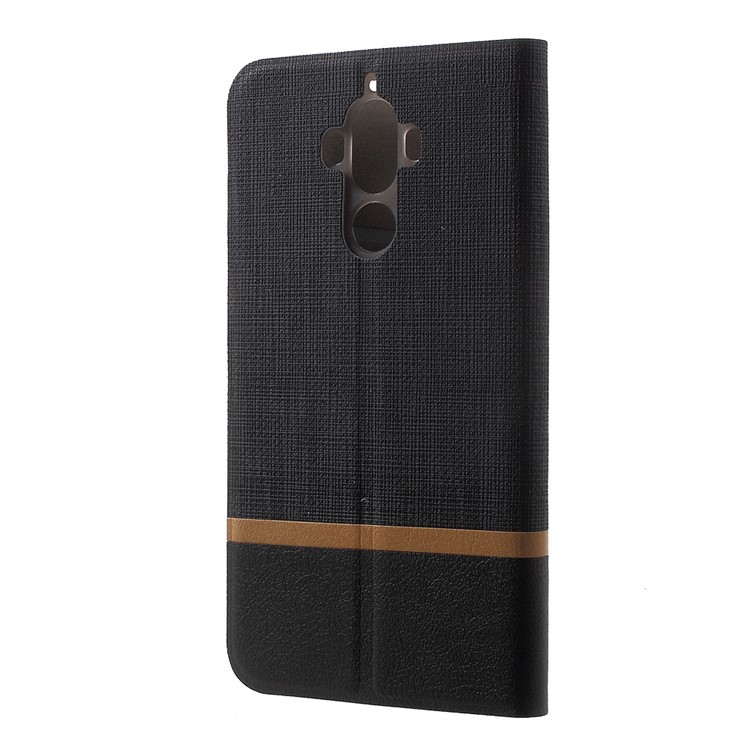 Cross Texture Leather Stand Case for Huawei Mate 9 Built-in Steel Sheet - Black-2