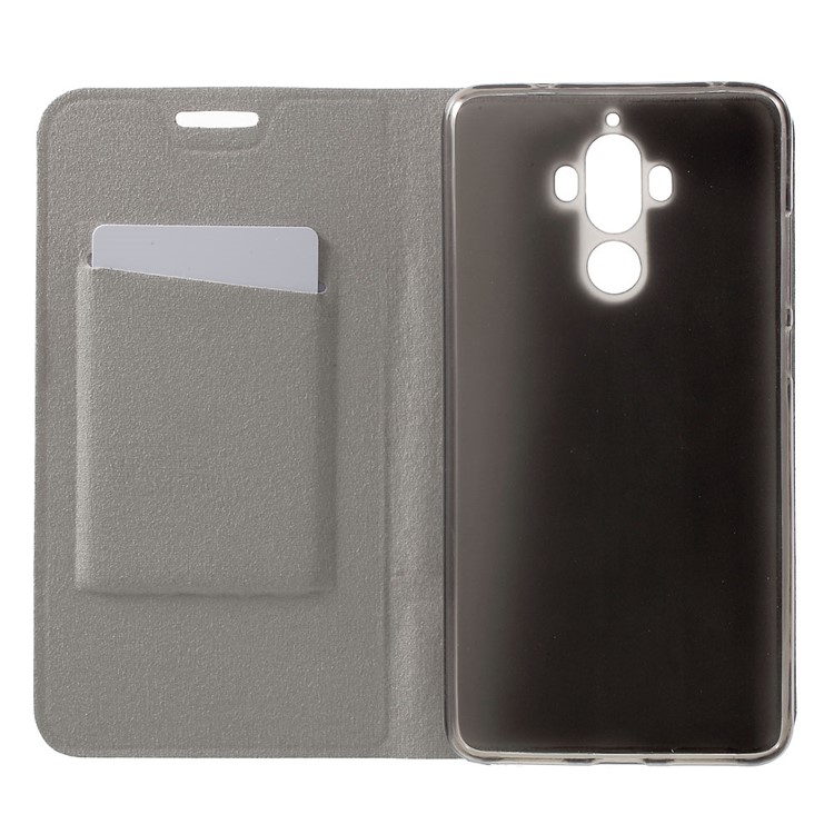 Cross Texture Leather Stand Case for Huawei Mate 9 Built-in Steel Sheet - Black-4