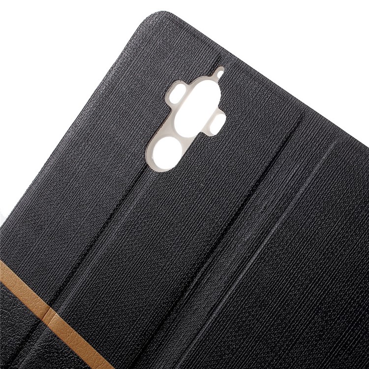 Cross Texture Leather Stand Case for Huawei Mate 9 Built-in Steel Sheet - Black-5