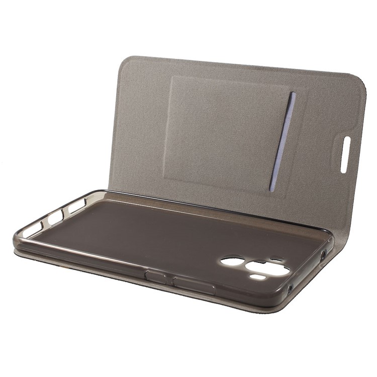 Cross Texture Leather Stand Case for Huawei Mate 9 Built-in Steel Sheet - Black-6