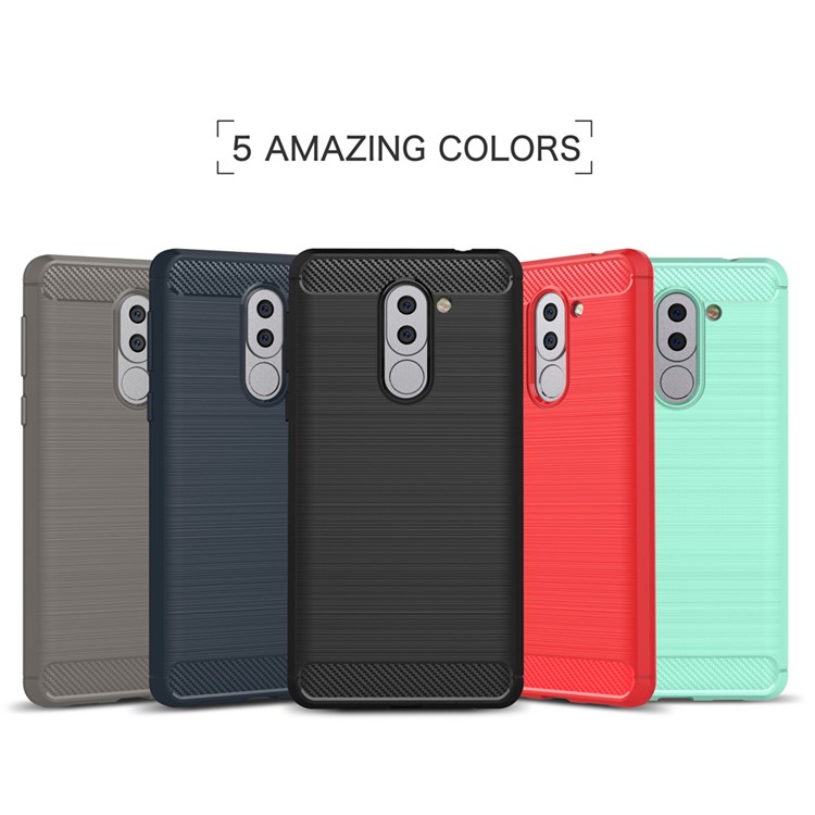 Carbon Fiber Brushed TPU Drop Protection Case for Huawei Honor 6x (2016) - Black-12
