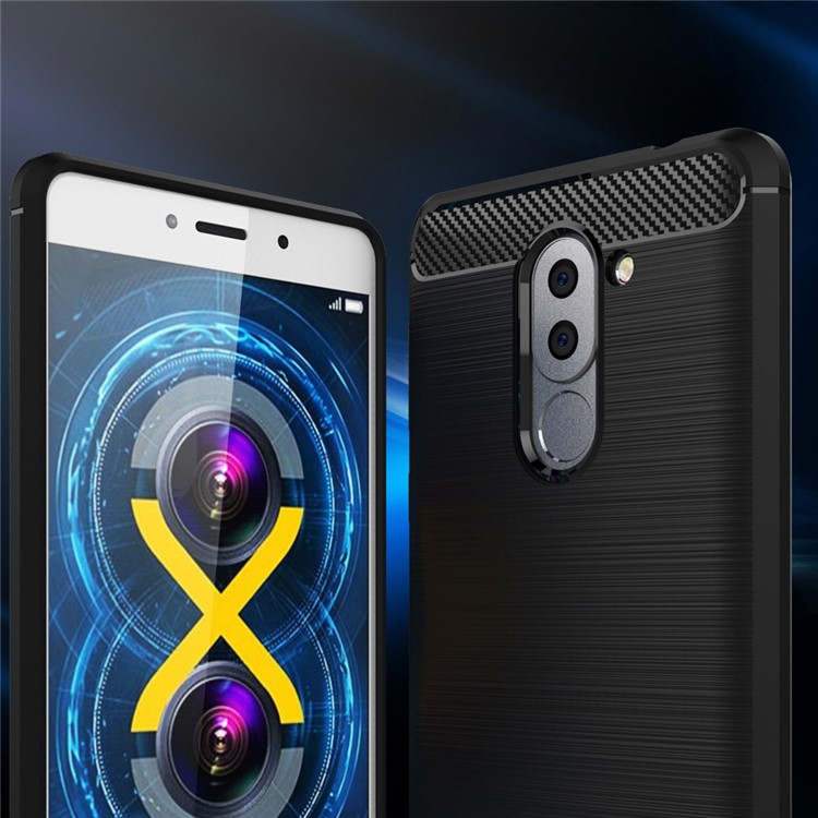 Carbon Fiber Brushed TPU Drop Protection Case for Huawei Honor 6x (2016) - Black-3