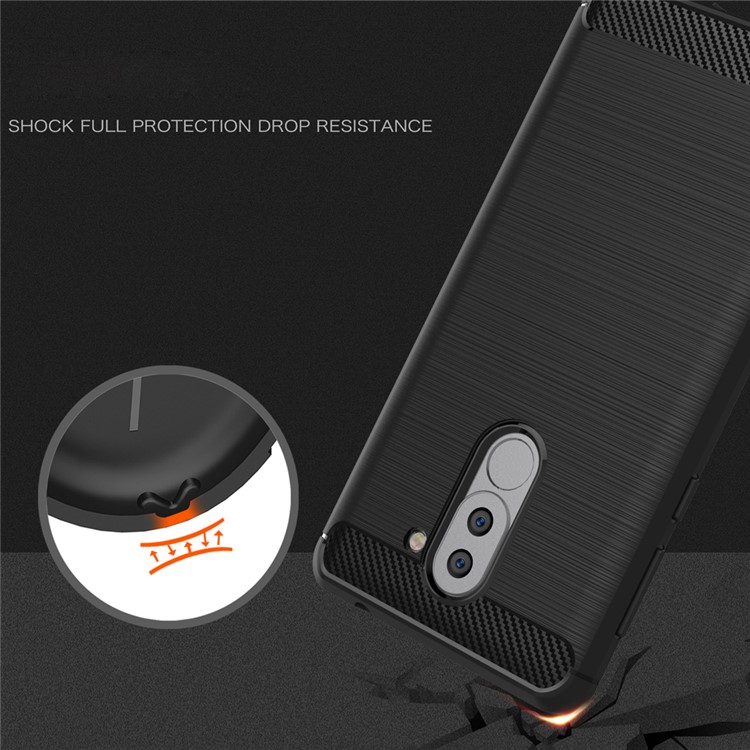 Carbon Fiber Brushed TPU Drop Protection Case for Huawei Honor 6x (2016) - Black-7