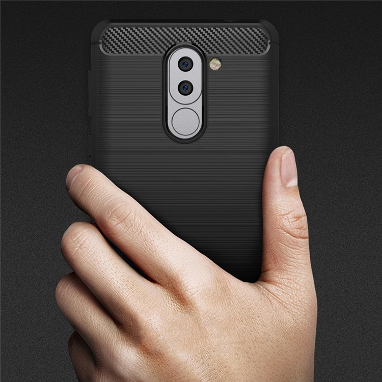 Carbon Fiber Brushed TPU Drop Protection Case for Huawei Honor 6x (2016) - Black-9