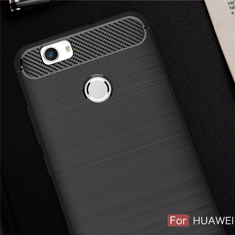 Carbon Fiber Brushed TPU Back Phone Case for Huawei nova - Black-10