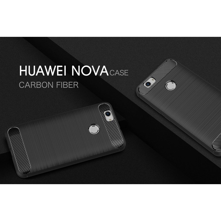 Carbon Fiber Brushed TPU Back Phone Case for Huawei nova - Black-2
