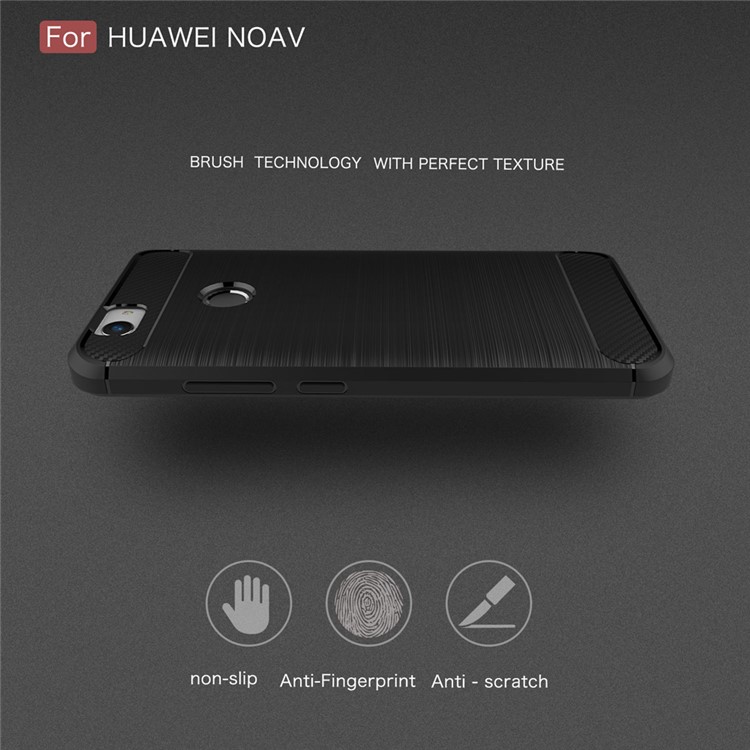 Carbon Fiber Brushed TPU Back Phone Case for Huawei nova - Black-3