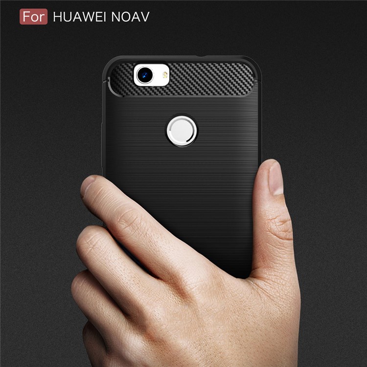 Carbon Fiber Brushed TPU Back Phone Case for Huawei nova - Black-8