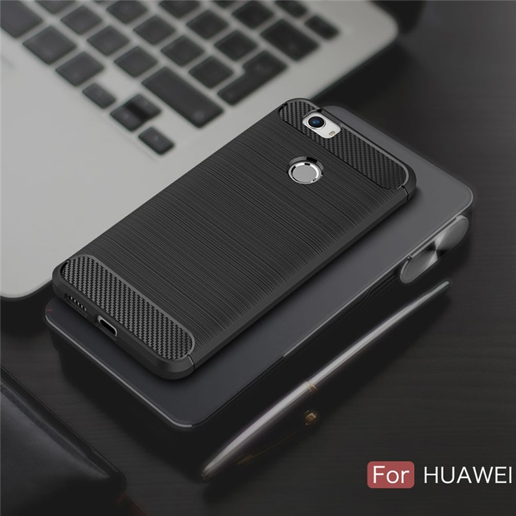 Carbon Fiber Brushed TPU Back Phone Case for Huawei nova - Black-9