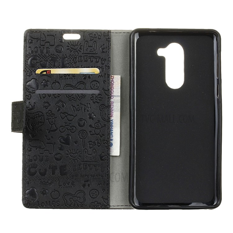 Cartoon Graffiti Leather Stand Wallet Case for Huawei Honor 6x (2016) - Black-3
