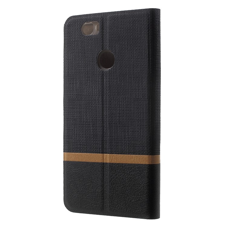 Cross Texture Leather Card Holder Phone Case for Huawei Nova Contrast Color Design - Black-2