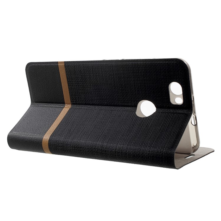 Cross Texture Leather Card Holder Phone Case for Huawei Nova Contrast Color Design - Black-3