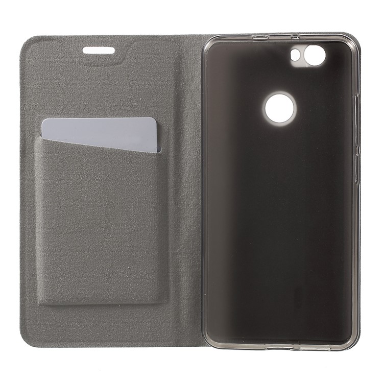 Cross Texture Leather Card Holder Phone Case for Huawei Nova Contrast Color Design - Black-4
