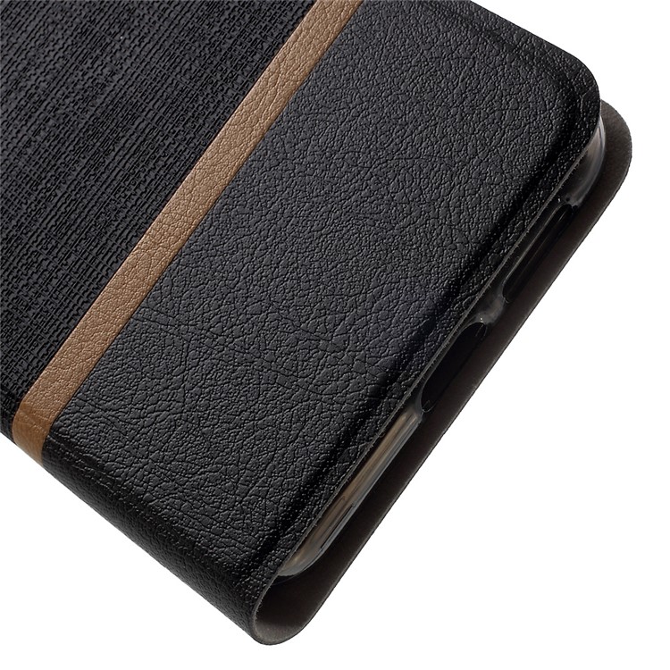 Cross Texture Leather Card Holder Phone Case for Huawei Nova Contrast Color Design - Black-7