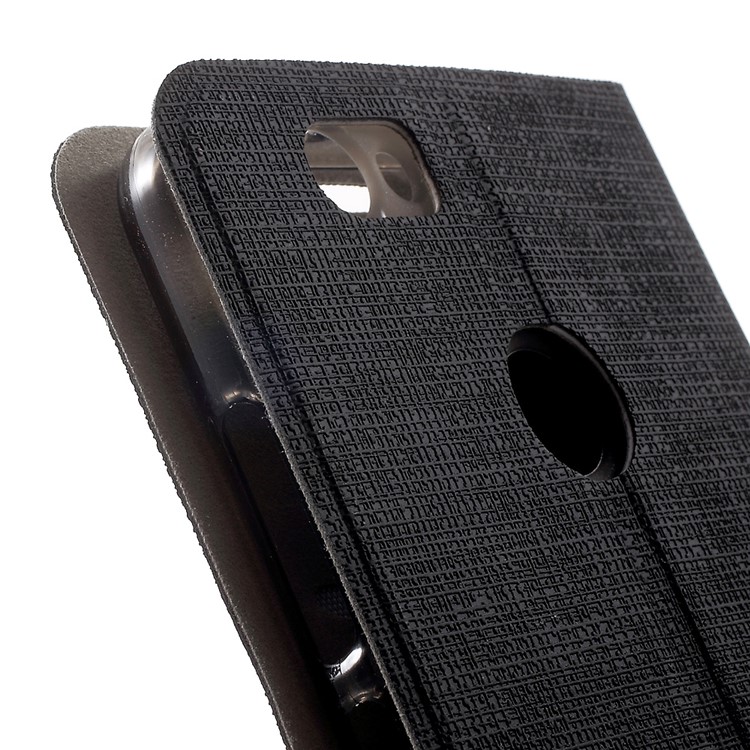 Cross Texture Leather Card Holder Phone Case for Huawei Nova Contrast Color Design - Black-8