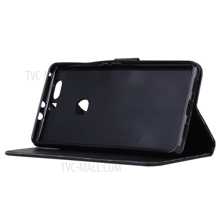 Laser Carving Butterfly Leather Wallet Case for Huawei Honor V8 - Black-5