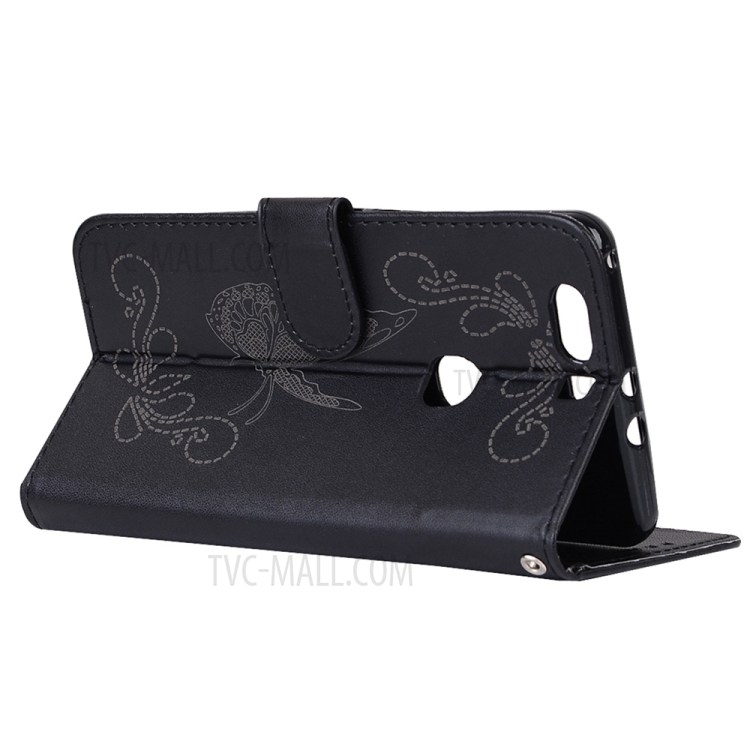 Laser Carving Butterfly Leather Wallet Case for Huawei Honor V8 - Black-6