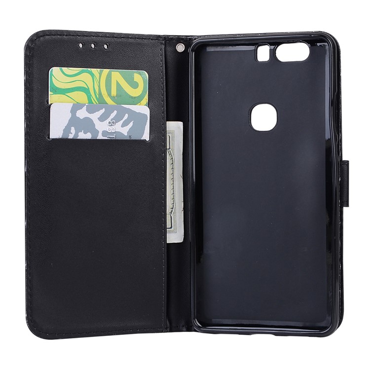 Laser Carving Butterfly Leather Wallet Case for Huawei Honor V8 - Black-7