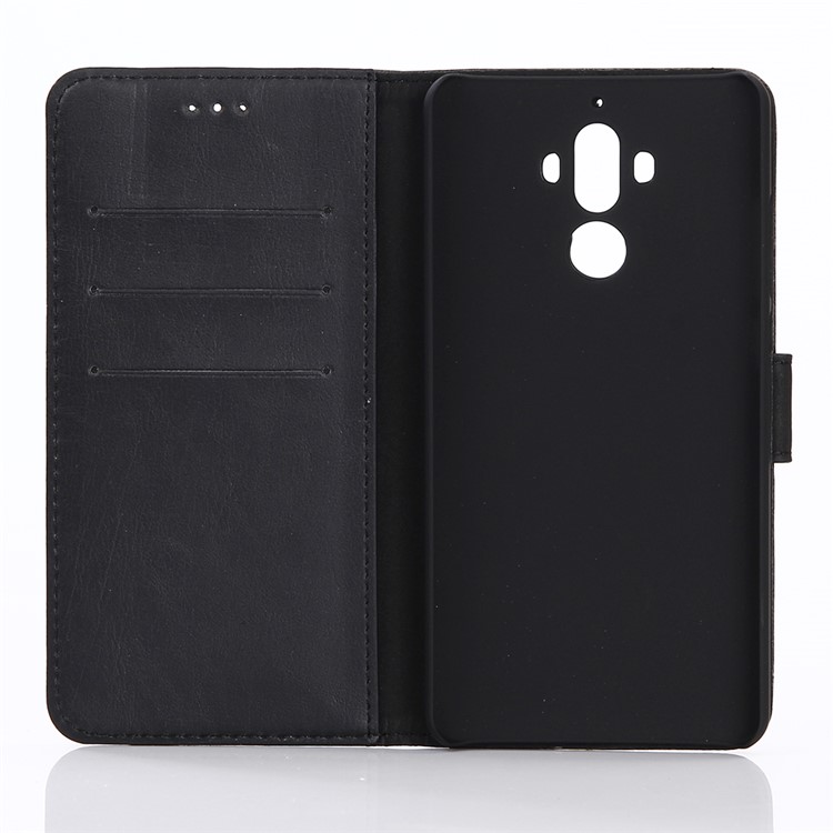 For Huawei Mate 9 Stand Wallet Leather Case Retro Crazy Horse Style - Black-3