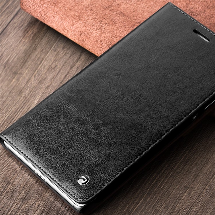 QIALINO Classic Wallet Genuine Cowhide Leather Case for Huawei Ascend P8 Max - Black-4