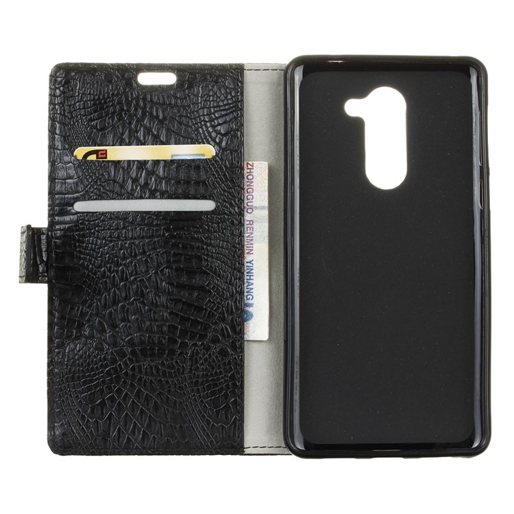 Crocodile Texture Leather Wallet Stand Case for Huawei Honor 6x (2016) - Black-4