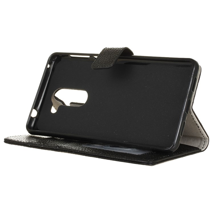 Litchi Texture Genuine Leather Case Wallet for Huawei Honor 6x (2016) - Black-5