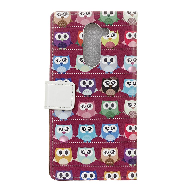 Patterned Leather Wallet Case for Huawei Honor 6x (2016) - Mini Owls Purple Background-2