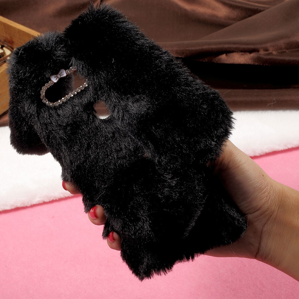 Rabbit Shape Fluffy Warm Fur TPU Stand Case for Huawei Honor 8 - Black-5