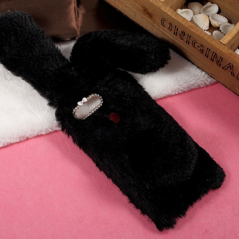 Rabbit Shape Fluffy Warm Fur TPU Stand Case for Huawei Honor 8 - Black-6