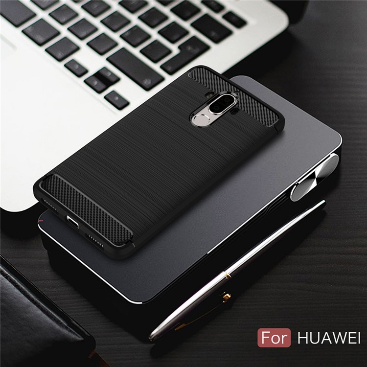 For Huawei Mate 9 Carbon Fiber Brushed TPU Mobile Phone Case Cover - Black-10