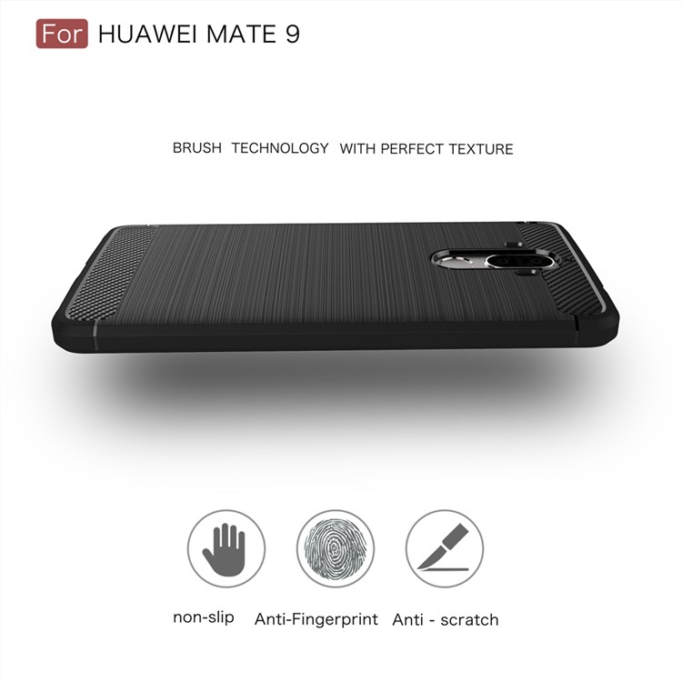 For Huawei Mate 9 Carbon Fiber Brushed TPU Mobile Phone Case Cover - Black-4