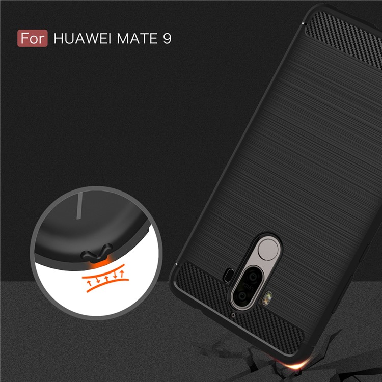 For Huawei Mate 9 Carbon Fiber Brushed TPU Mobile Phone Case Cover - Black-7
