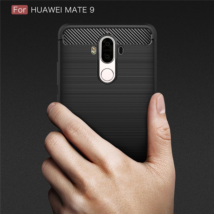 For Huawei Mate 9 Carbon Fiber Brushed TPU Mobile Phone Case Cover - Black-9