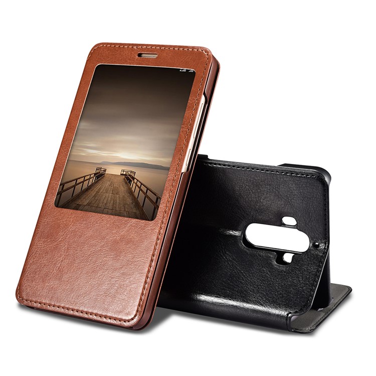 XOOMZ for Huawei Mate 9 Information View Window Leather Stand Case - Black-2