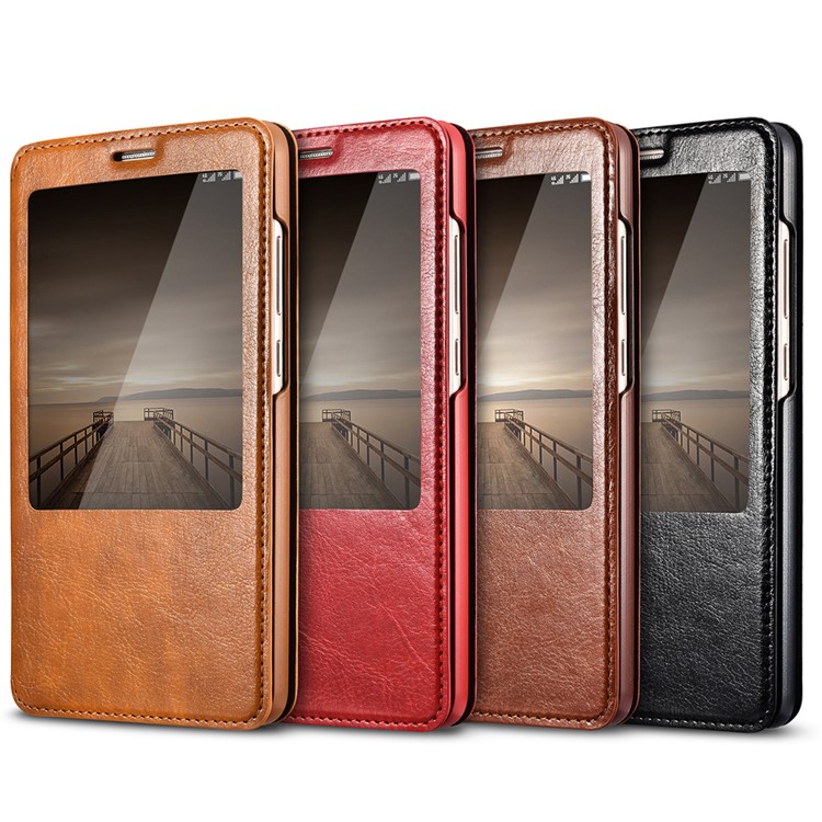 XOOMZ for Huawei Mate 9 Information View Window Leather Stand Case - Black-3