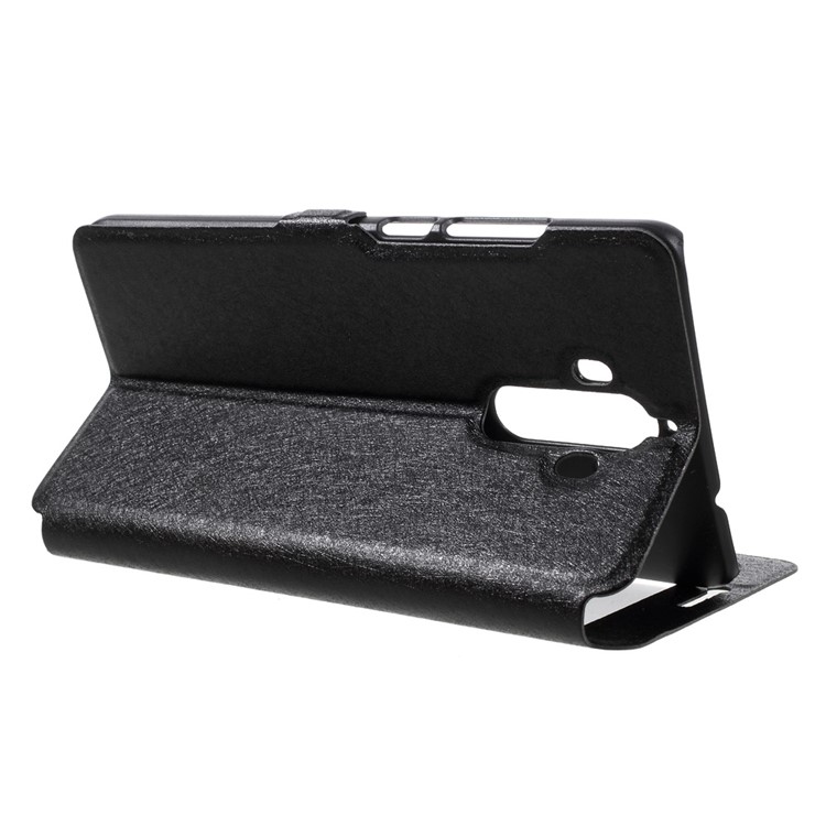 Silk Texture Dual View Window Leather Stand Case for Huawei Mate 9 - Black-5
