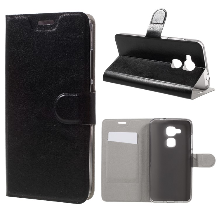 Crazy Horse Leather Stand Case for Huawei Nova Plus/ G9 Plus/ Maimang 5 - Black-1
