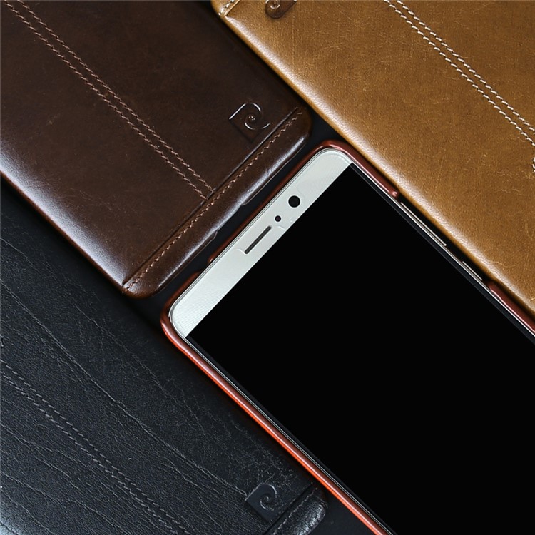 PIERRE CARDIN for Huawei Mate 9 Genuine Leather Coated Hard Mobile Case - Brown-14