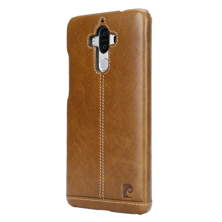 PIERRE CARDIN for Huawei Mate 9 Genuine Leather Coated Hard Mobile Case - Brown-2