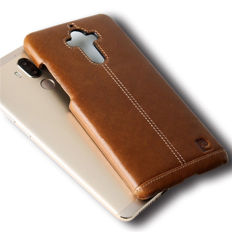 PIERRE CARDIN for Huawei Mate 9 Genuine Leather Coated Hard Mobile Case - Brown-5