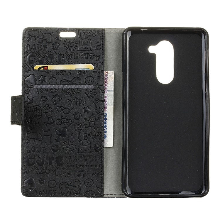 Cartoon Graffiti Wallet Leather Phone Case for Huawei Mate 9 Lite - Black-3
