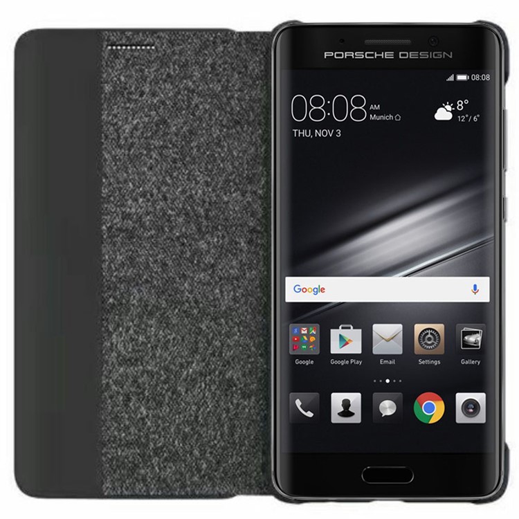 HUAWEI Smart View Window Cloth Skin Folio Phone Case for Huawei Mate 9 Pro / Mate 9 Porsche Design - Dark Grey-2