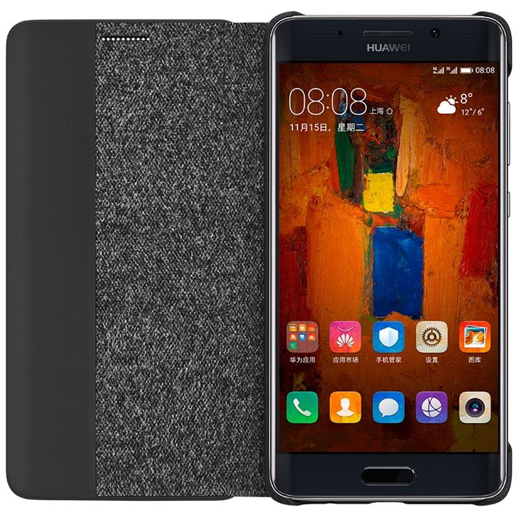 HUAWEI Smart View Window Cloth Skin Folio Phone Case for Huawei Mate 9 Pro / Mate 9 Porsche Design - Dark Grey-5