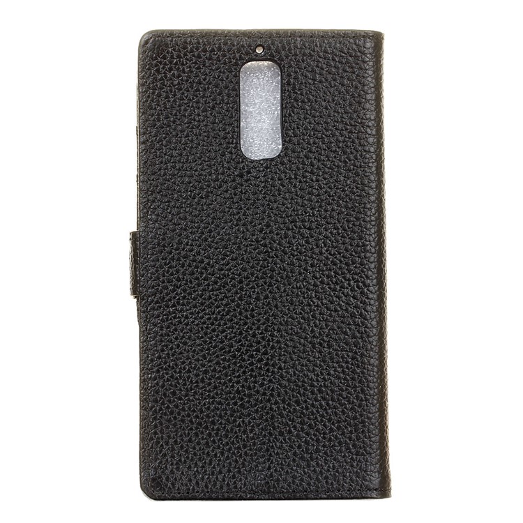 Genuine Leather Litchi Grain Wallet Stand Case for Huawei Mate 9 Pro / Mate 9 Porsche Design - Black-2