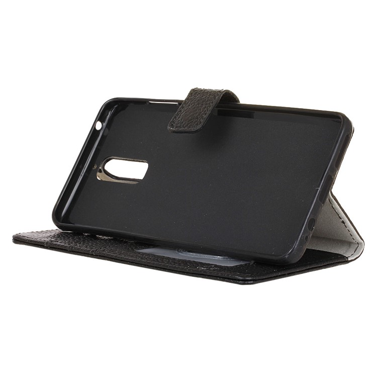 Genuine Leather Litchi Grain Wallet Stand Case for Huawei Mate 9 Pro / Mate 9 Porsche Design - Black-3