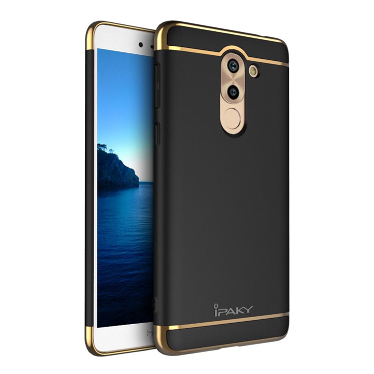 IPAKY 3-Piece Cell Phone Case Plating PC Shell for Huawei Honor 6x (2016) - Black-1