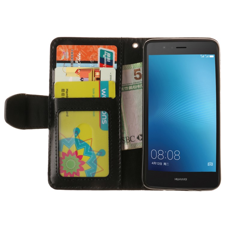 Imprint Maple Leaves Leather Wallet Case for Huawei P9 Lite / G9 Lite - Black-10