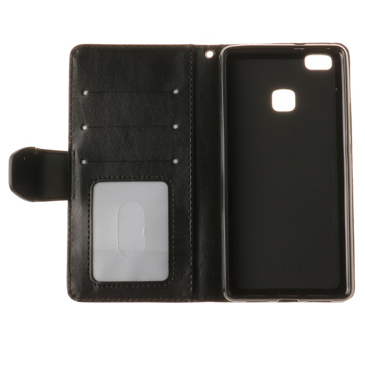 Imprint Maple Leaves Leather Wallet Case for Huawei P9 Lite / G9 Lite - Black-11