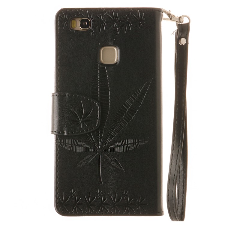 Imprint Maple Leaves Leather Wallet Case for Huawei P9 Lite / G9 Lite - Black-3